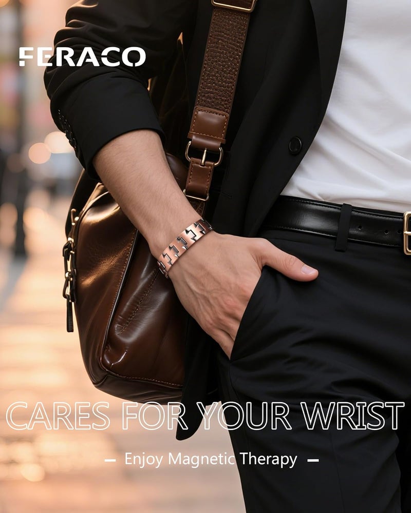 Feraco Copper Cross Bracelet for Men,Magnetic Therapy Bracelet Copper Jewelry with Powerful 3800 Gauss Magnets - Image 5